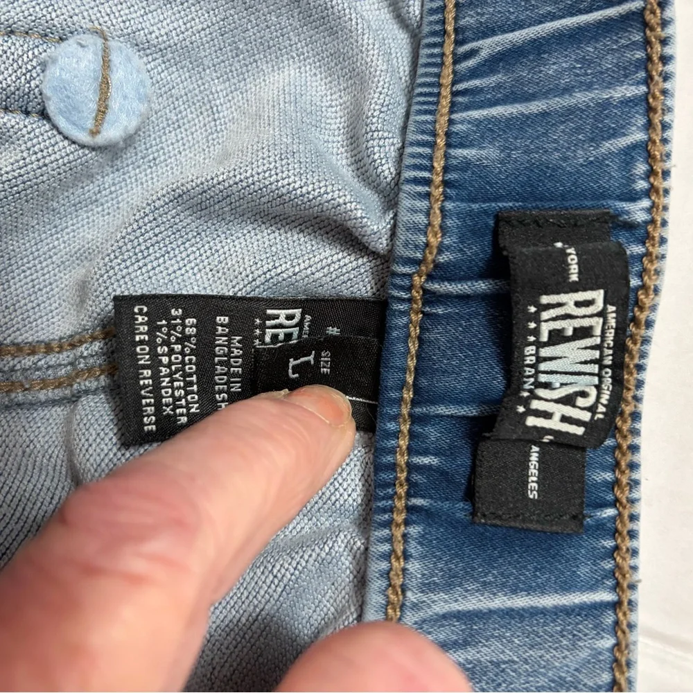 Rewash American Original Wide Leg Knit Denim Jeans Elastic Waist Blue - Picture 8 of 9